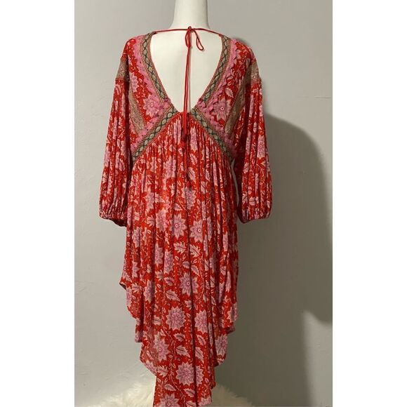 Free People moon child printed crochet inset colorful maxi top M - Picture 10 of 12